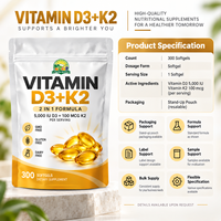 Fabricant de compléments alimentaires en marque blanche OEM, capsule de vitamine D3 K2 en gélule molle pour hommes - Améliore la densité osseuse, femmes enceintes