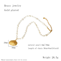 Collier tendance pour femme en perles de coquillage avec perles en laiton plaqué or, perle naturelle, cadeau de mariage et d'anniversaire