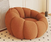 Fauteuil de salon YueChun en laine d'agneau en forme de citrouille, rembourré en coton de soie, inclinable, avec dossier incurvé pour salon