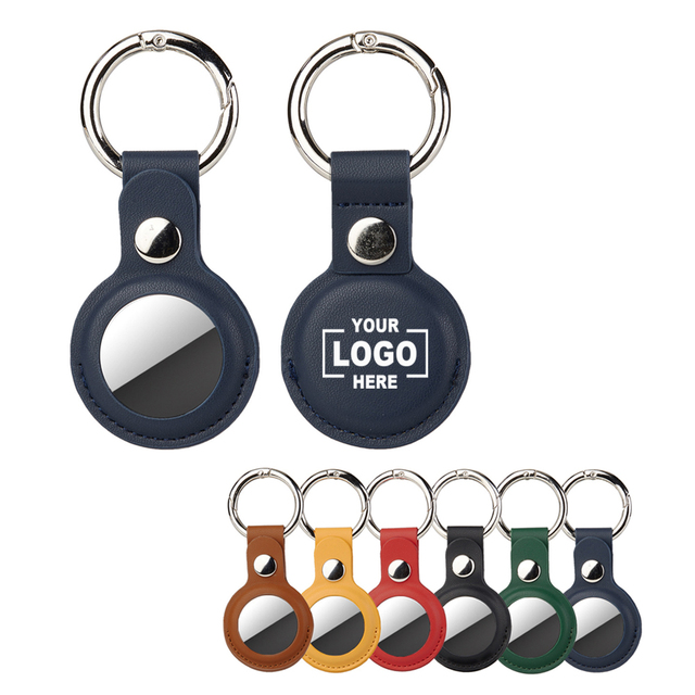 Custom Logo PU Leather Keyring Locator Device Locator Case Air Tags Find My Device Cover Anti Lost Pet Tracker Case Keychain