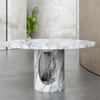 Meubles Kumusi Table Ronde Arabescato Blanche pour Salle à Manger
