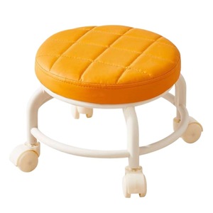 Tabouret à roulettes avec siège rond pour salon, chambre et bureau - Product Image 5