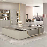 Bureau de direction ergonomique modulaire personnalisable et extensible en forme de L avec table à thé et armoire latérale en placage de bois MDF
