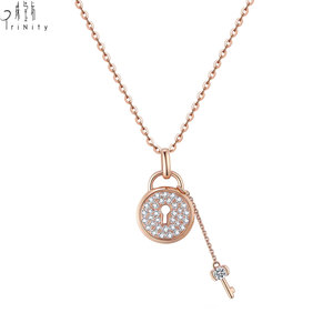 Pendentif de haute qualité en or rose massif 18 carats avec diamants naturels véritables, design de cadenas unique fait main, vente en gros, promotion. - Product Image 3