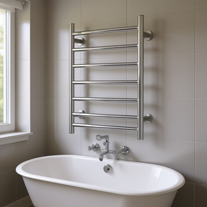 Porte-serviettes chauffant mural Vevor à 6 barres, en acier inoxydable, 50-60 cm, tension universelle, design moderne pour salle de bain - Product Image 2