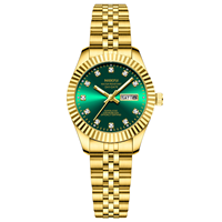 Montres à quartz pour femmes Nibosi 2697, diamants dorés de luxe, bracelet en acier inoxydable étanche, double calendrier, montre décontractée pour femmes