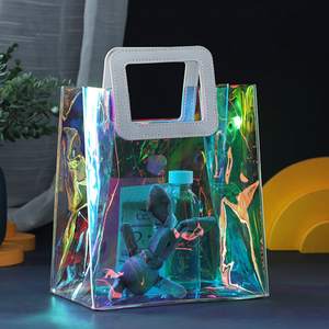 Sac fourre-tout holographique transparent imperméable en PVC irisé avec impression de logo personnalisé avec poignée - Product Image 4