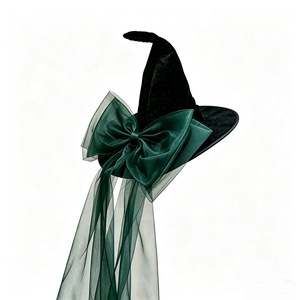 Gothic Witch <b>Hat</b> with Oversized Tulle Bow Halloween Wizard Cap Dark Lolita Headpiece for Cosplay - Product Image 6