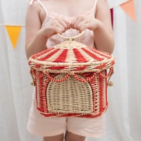 Panier de rangement en rotin nordique tressé, sac à main pliable en bambou, jeu d'imitation pour enfants, rangement pour collations, articles divers, linge, cuisine