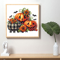 Kit de Peinture Diamant 5D DIY 30*30CM avec Diamants de Forme Spéciale, Motif Citrouille, Décoration d'Halloween, Cadeau pour Débutant