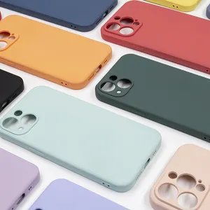 For IPhone Apple Silicone Case Customized Logo Liquid Silicon Cover Microfiber Silicon Back Shell For IPhone 15 14 13 12 Pro Max