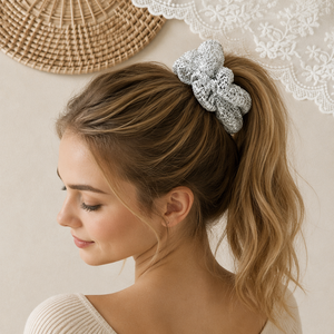 Scrunchie Korea Berpayet, Ikat Rambut Berongga, Kepang Vintage Ukuran Besar, Tali Rambut untuk Kuncir Kuda - Product Image 6