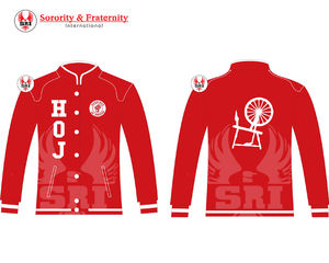 Chaqueta Universitaria Personalizada de Carreras Heroines of Jericho |   Chaqueta de Carreras HOJ Masons Bordada a Medida en Sarga de Algodón - Product Image 1