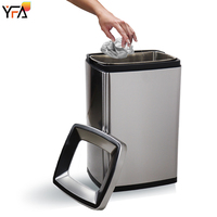 Poubelle carrée en acier inoxydable de 20L / 30L, poubelles en métal pour la maison, les bureaux, les cuisines, les salles de bain, poubelle à déchets