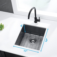 Mini cuvette simple noire d'utilisation à la maison 304 acier inoxydable sous le petit évier de barre de bâti