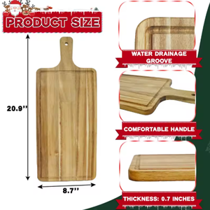 <span class=keywords><strong>Planche</strong></span> à découper en bois d'acacia avec rainure pour les jus et poignée - Product Image 1