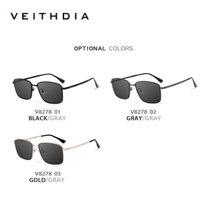 Veithdia Square Sunglasses Metal <b>Frame</b> Nylon Lens UV400 Protection For Men - Product Image 3