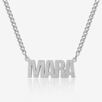 Collar con nombre personalizado de acero inoxidable, con letras en bloque de corte de diamante esmerilado, cadena de eslabones gruesos, joyería al por mayor