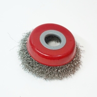Brosse à disque plate en fil d'acier inoxydable de qualité industrielle, personnalisable, pour le meulage, compatible OEM, diamètre 1 pouce, longueur des brins 1 pouce