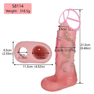 Wholesale Large Silicone Penis Sleeve Strecthable Bumps Chains Stimulate Realistic <b>Dildo</b> Delay Ejaculation Sex Toys for Men - Product Image 6