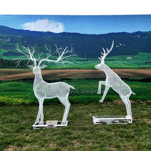 Outdoor Christmas Lawn Decoration Glowing Animal Landscape Metal Stainless Steel Hollow Deer Sculpture <b>Mesh</b> <b>Wire</b> Carving - Product Image 2