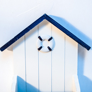 Boat-Shaped Wooden <b>Wall</b> <b>Storage</b> Box Blue Painted Punch Free Home Decor Entryway <b>Hanging</b> Organizer - Product Image 3