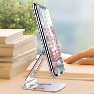 Soporte de escritorio de aluminio completamente plegable portátil Soporte de teléfono celular ajustable en ángulo para teléfonos móviles - Product Image 1