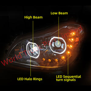 P54610311000 हेडलाइट के साथ प्रोजेक्टर एलईडी अनुक्रमिक बारी संकेतों और एलईडी हेलो अंगूठी क्रोम 2013 करने के लिए 2021 Kenworth T680 - Product Image 2