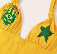 Verdant Strokes Camisola sin mangas para mujer con estampado de cuadros y apliques con agujeros, totalmente personalizable, para verano