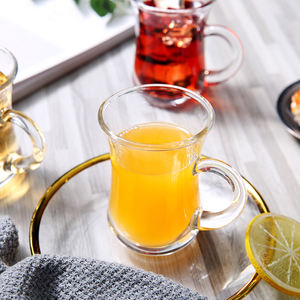 135 мл Высокое качество с ручкой индивидуальный логотип простой сок питьевой чай кофе стеклянная чашка - Product Image 4