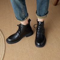 Sepatu Bot Pendek Wanita Berujung Runcing Warna Solid Kulit Sapi Lapisan Kulit Domba Penutup Ritsleting