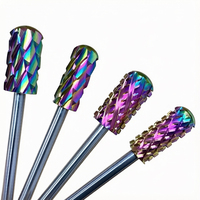 Prix d'usine Outils pour ongles en acier Tête de polissage d'ongles Tête de meulage en acier tungstène arc-en-ciel Outil de dépose d'ongles Foret 5XC 4XC