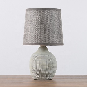 Rustic Antique Fabric Shade Bedroom <strong>Desk</strong> <strong>Lamp</strong> Livingroom Lighting Embossed Stoneware Grey <strong>Small</strong> Led Table <strong>Lamp</strong> - Product Image 1