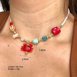 18K Gold Plated Non-Fading Dopamine Colorful <strong>Crab</strong> Glass Necklace Trendy Butterfly Pattern Stainless Steel Diamond Main <strong>Jewelry</strong> - Product Image 6