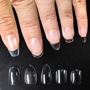 Neu kommende Medium XL Sarg Mandel Tapered Gel-Nagel X Anpassen Logo Stiletto Französisch Full Cover Nagels pitzen mit White Box Verpackung