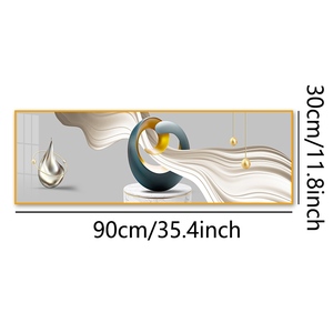 Arte Mural Moderno de Porcelana con Diseño Geométrico Abstracto, 90x30cm, Pintura Enmarcada, Impresión Digital en Papel para Decoración de Dormitorio - Product Image 2