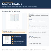 Tableau blanc pliable double face à 4 roulettes magnétiques, à deux ailes, pour usage scolaire, bureau et domicile - Vente en gros ODM/OEM