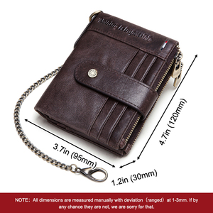 Dompet Pria HUMERPAUL dengan Rantai Besi Kulit Asli Anti-RFID Tempat Kartu Kredit & ID Kantong Koin Resleting Ganda Grosir - Product Image 4