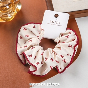 13cm Beauty <span class=keywords><strong>Red</strong></span> Polka Dot Bow Haar <span class=keywords><strong>Scrunchie</strong></span> Stoffen Paardenstaart Haarband voor Schattige Meisjes Studenten - Product Image 2