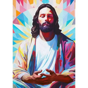 Abstracto cristiano religioso inspiración Art Deco Jesús retrato lienzo póster para sala de estar dormitorio decoración de pared del hogar arte - Product Image 4