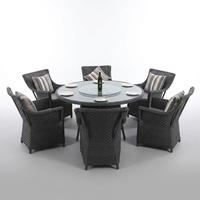 Ensemble de salle à manger d'extérieur 6 places en rotin durable et moderne, fauteuils en osier PE confortables, mobilier de jardin, d'appartement ou de patio de style ferme