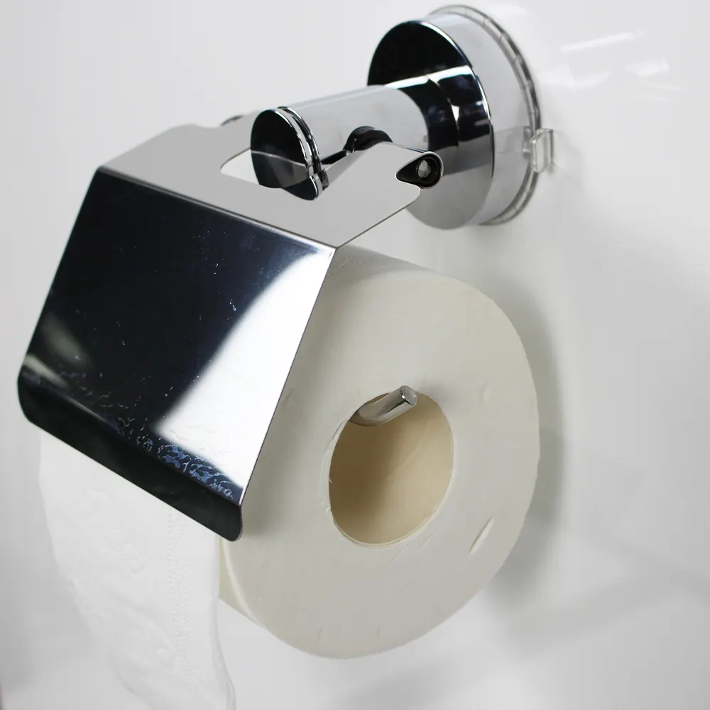 Factory wholesale high quality 304 stainless steel non-drilled removable toilet paper roll holder