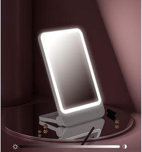 Portable Single Side Personalized Table Desktop <b>Vanity</b> Cosmetic Makeup Mirror with LED <b>Light</b> - Product Image 4