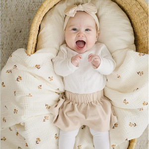 Juego de Tres Piezas de Muselina de Algodón para Bebé, Color Sólido, Manta de Seis Capas para Recién Nacido, Niños y Niñas, Otoño 2024, 100x100cm - Product Image 2