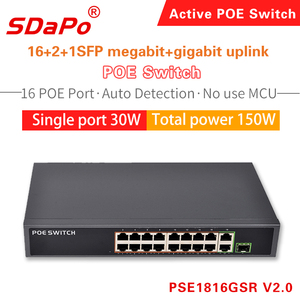 SDAPO Nhà Máy OEM ODM PSE1816GSR V2.0 16 Cổng PoE + 2TP + 1 SFP 150W PoE Chuyển Đổi 48V Mở Rộng 250M - Product Image 2