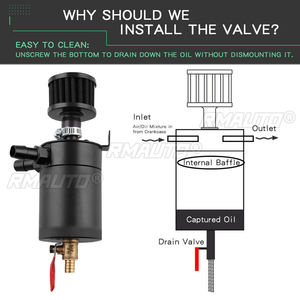 Réservoir universel de récupération d'huile à 2 ports avec valve de vidange et filtre de respiration, compact, en aluminium à déflecteurs, pièce de réservoir de carburant - Product Image 6