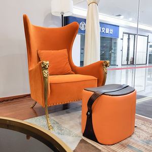 Sillón de Salón Moderno y Acogedor de Lujo, Sillón de Terciopelo con Marco de Madera Naranja, Muebles - Product Image 3