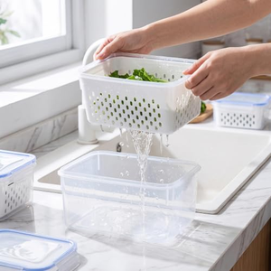 Caja de Almacenamiento con Drenaje, Caja Hermética para Refrigerador, con Sello de Silicona, para Frutas y Verduras - Product Image 3