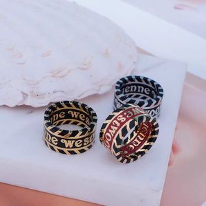 Bague Saturne Plaqué Or Haute Qualité Empress Dowager Vivienne à Rayures et Lettres, Tendance, Luxe Léger, Personnalité Polyvalente pour Femme - Product Image 1
