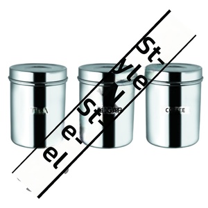 Coffee Sugar Tea Canister 3 Pcs Set Tea Coffee Sugar Canister Set Steel <b>Kitchen</b> <b>Storage</b> Stainless Steel Wholesale - Product Image 3